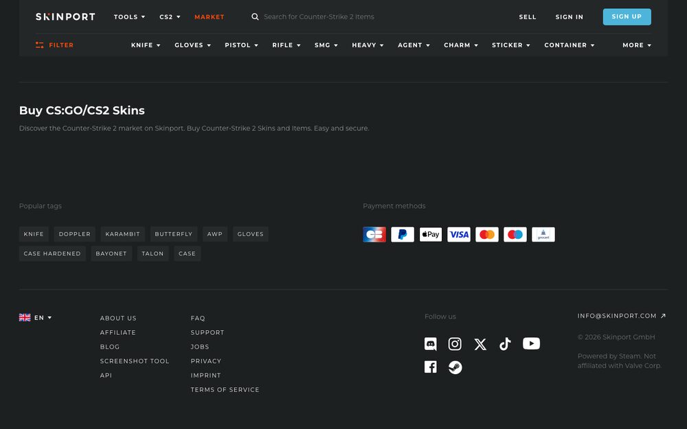 A marketplace checkout footer — the payment rails decide your fees