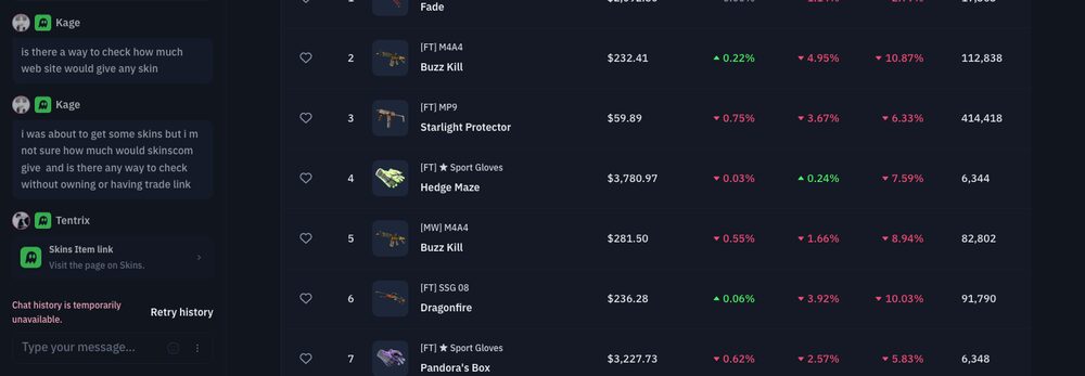 A price aggregator's movers table — reference prices are the scanner's raw material