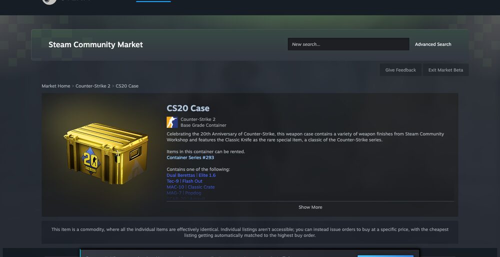 Steam Community Market — listings, order book and median-price history