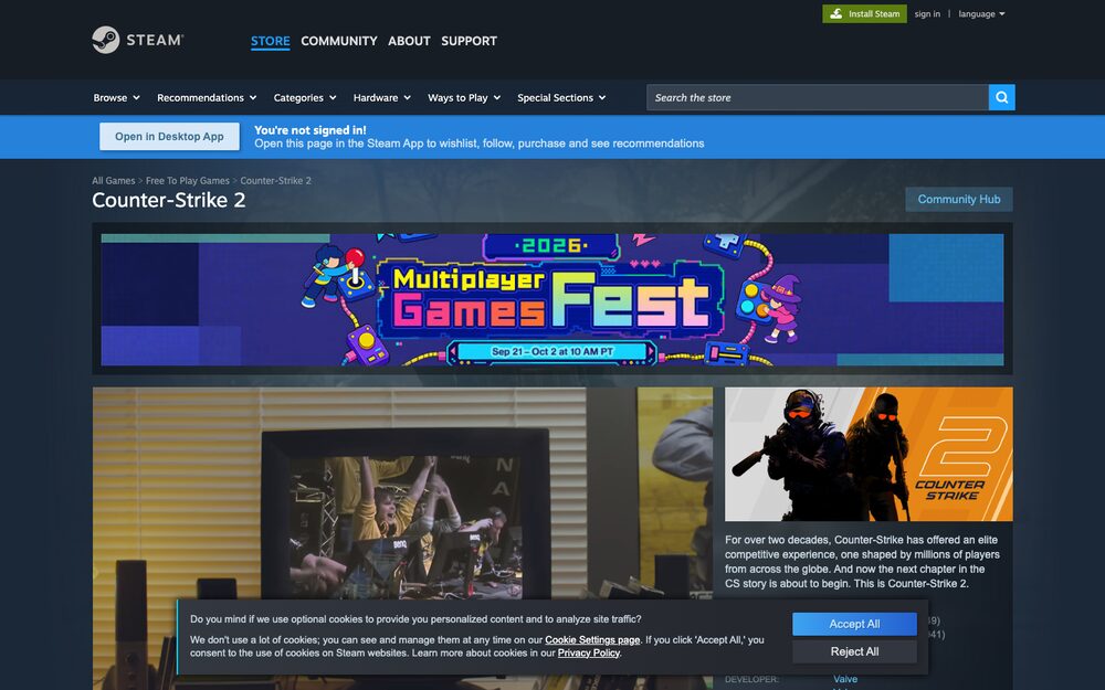The storefront of a game that is very much alive