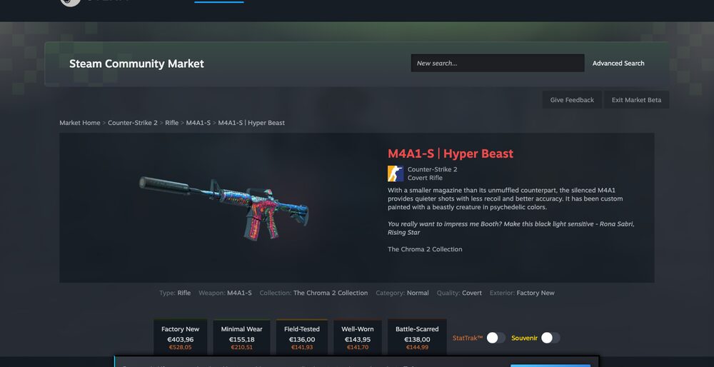 Steam Community Market listings and order book